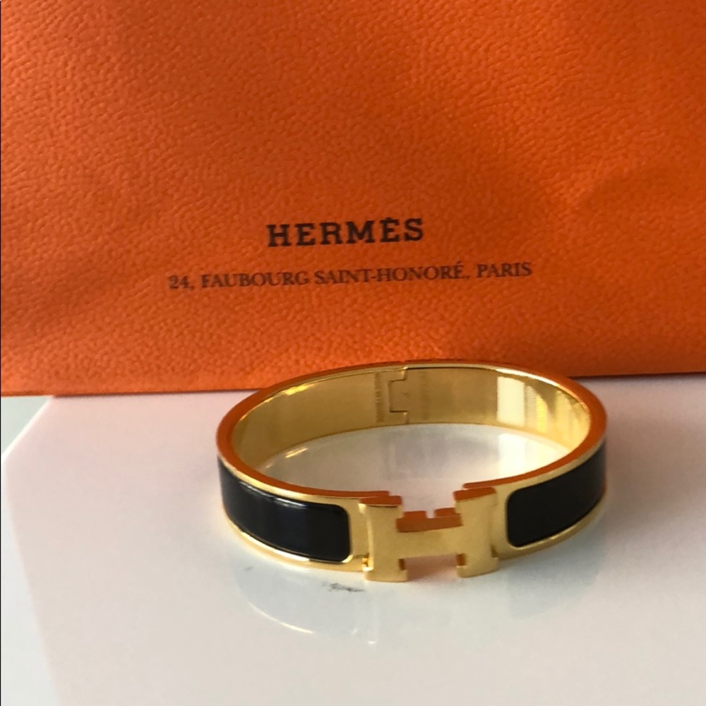 HERMÈS CLIC H BRACELET - BLACK & GOLD